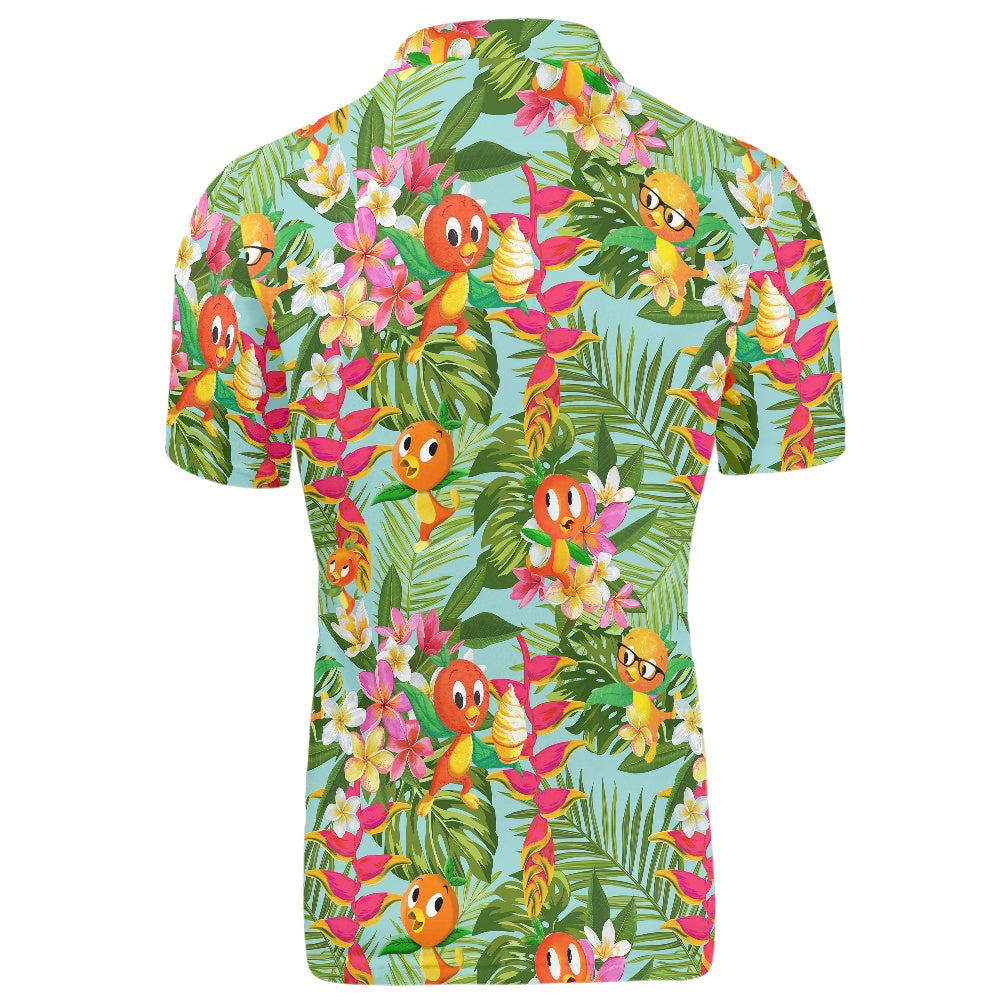 Tropical Orange Bird Polo T-shirt