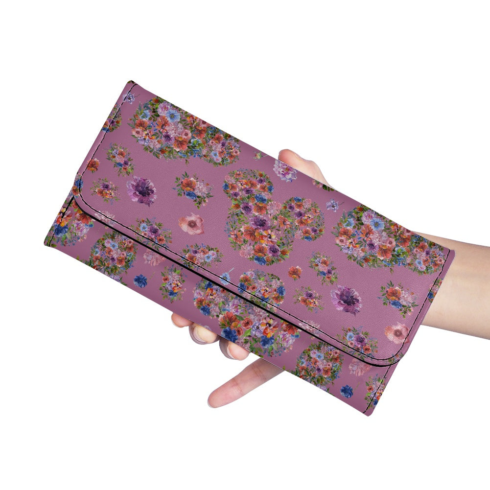 Floral Mouse Long Folding Wallet