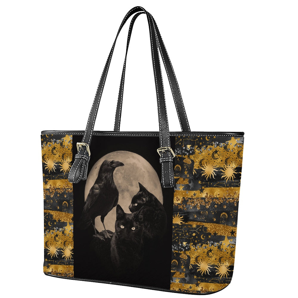 Cats and Raven Large Tote