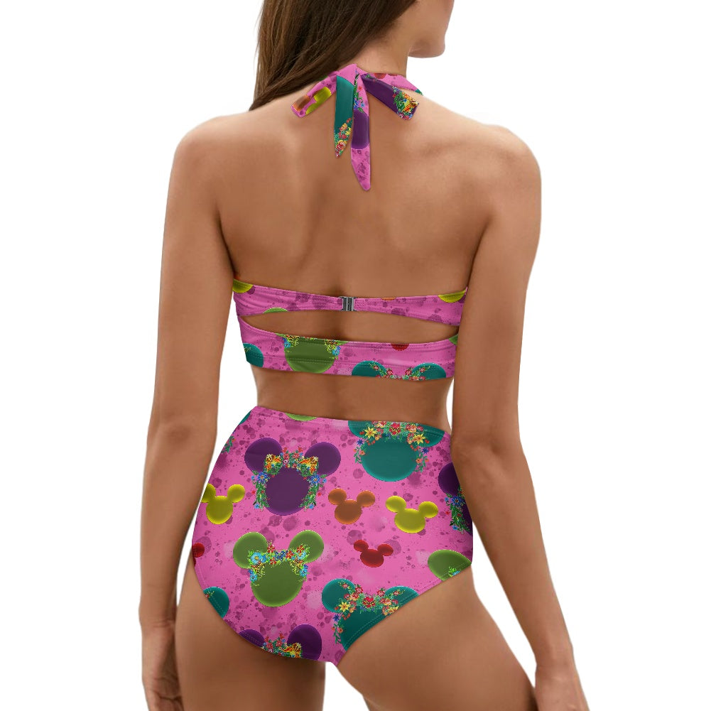 Neon Floral Ears Two-piece Swimsuit