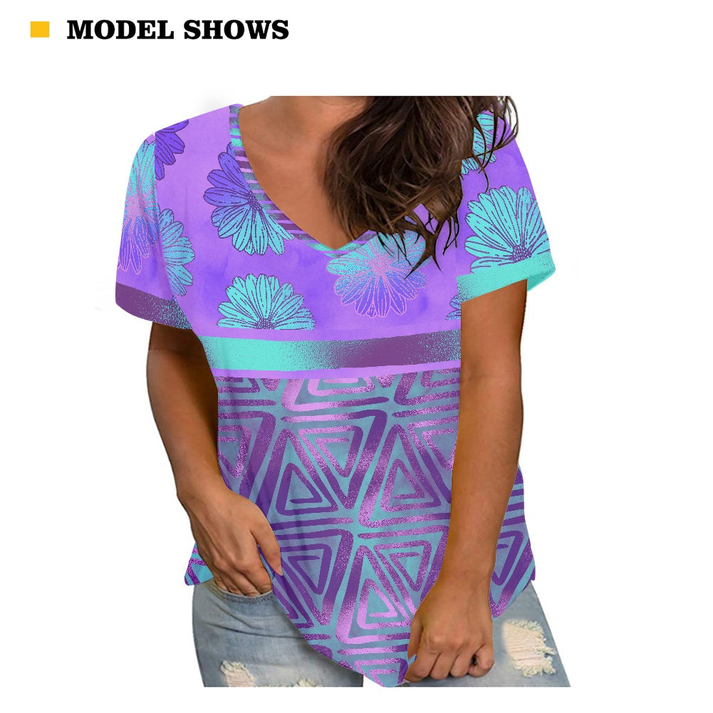 Tribal Purple Women's V-neck Top
