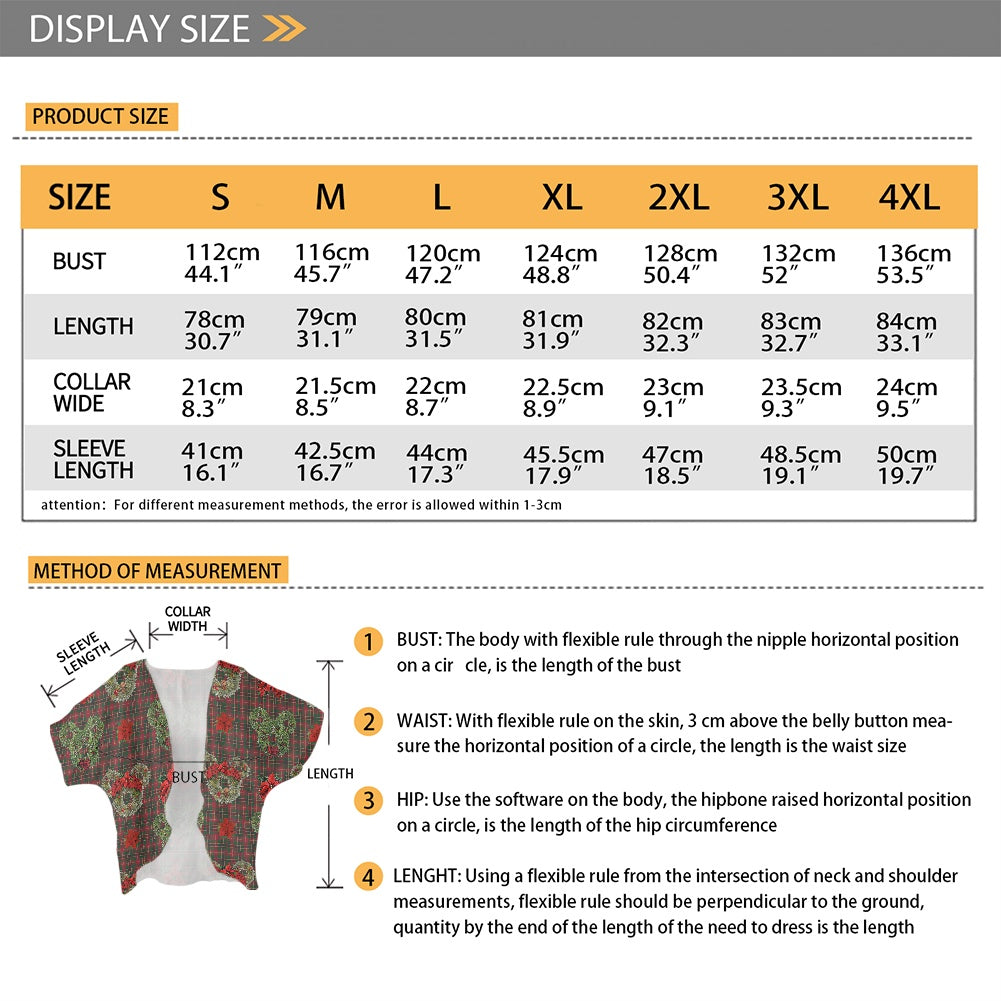 Christmas Wreaths Women's cardigan chiffon shirt