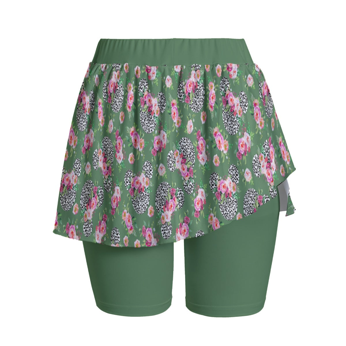 Floral Cheetah Green Women's Sports Skorts