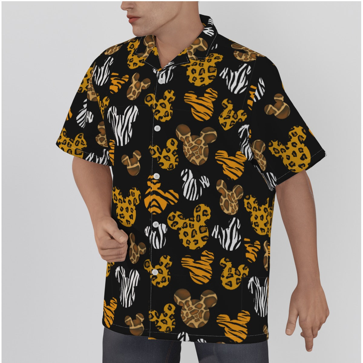Safari Ears Men's Hawaiian Shirt With Button Closure