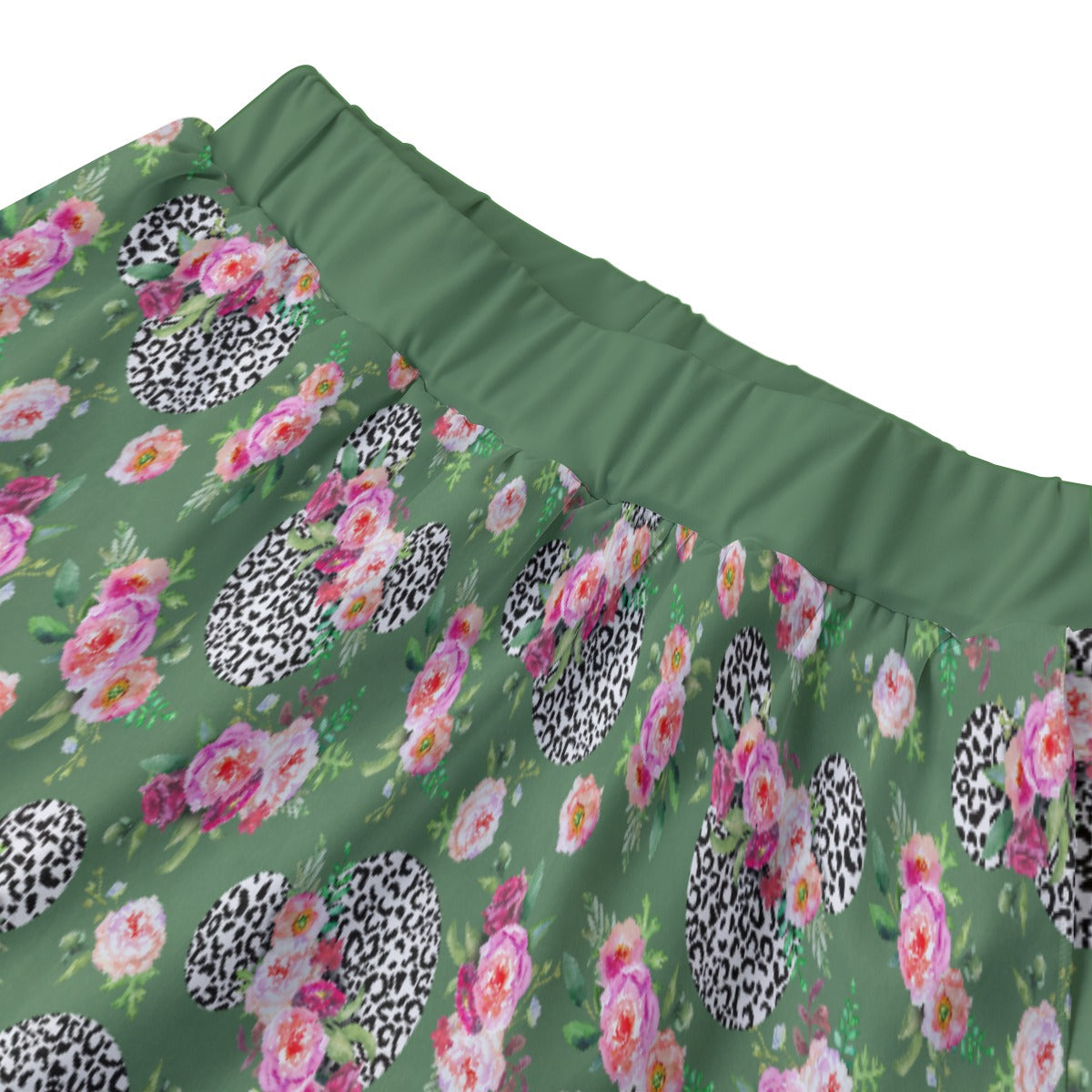 Floral Cheetah Green Women's Sports Skorts