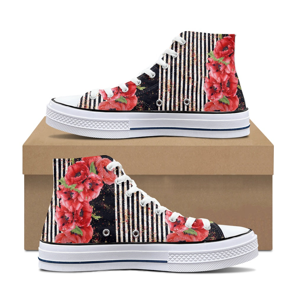 Poppy Stripe High Top Canvas Shoes