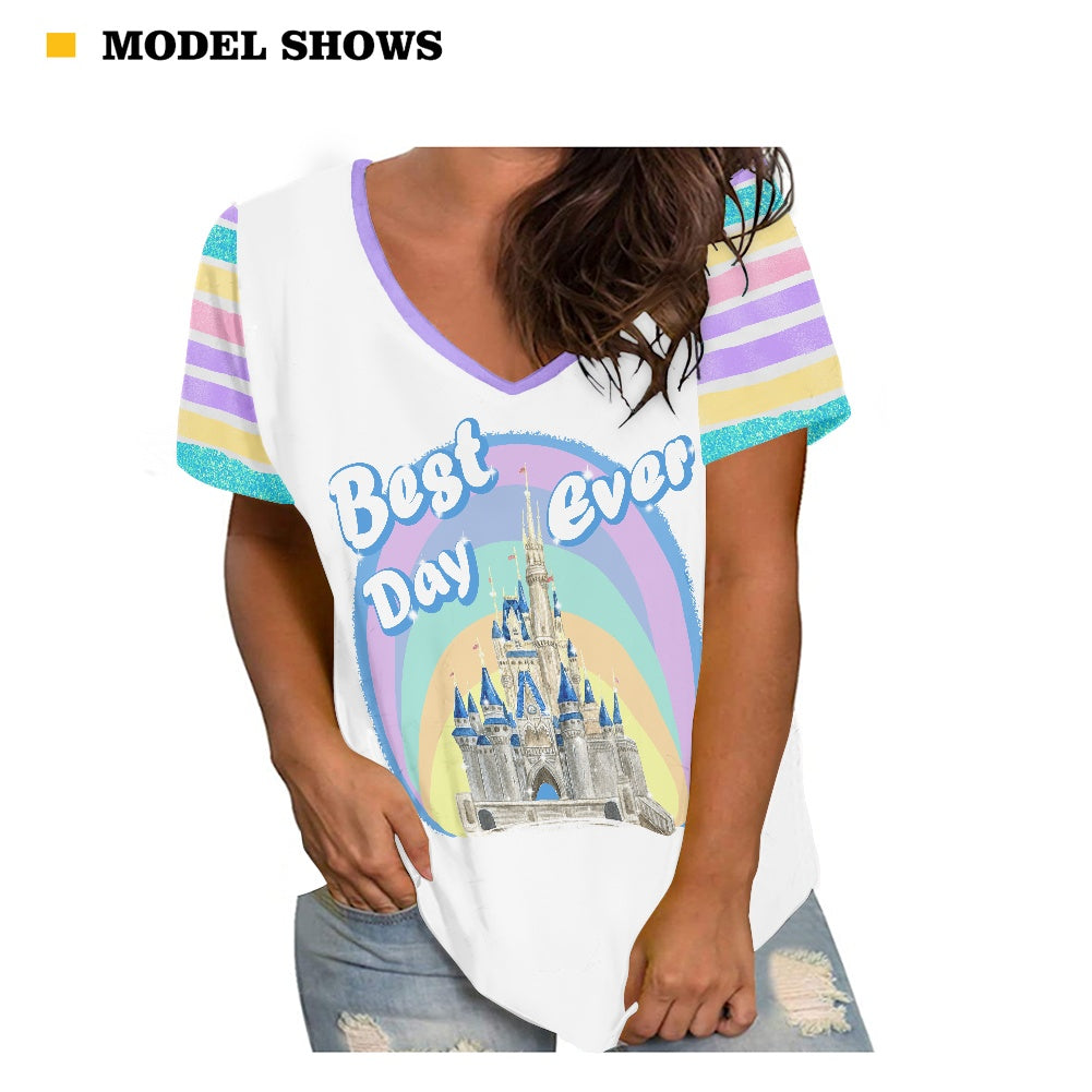 Best Day Stripe Women's V-neck Top