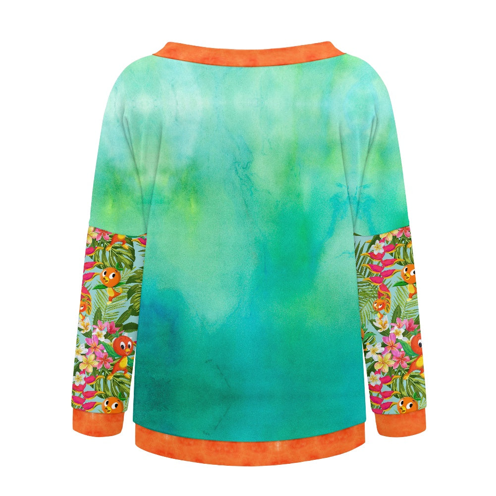 Tropical Orange Bird- Hello Sunshine- Women's one-shoulder top