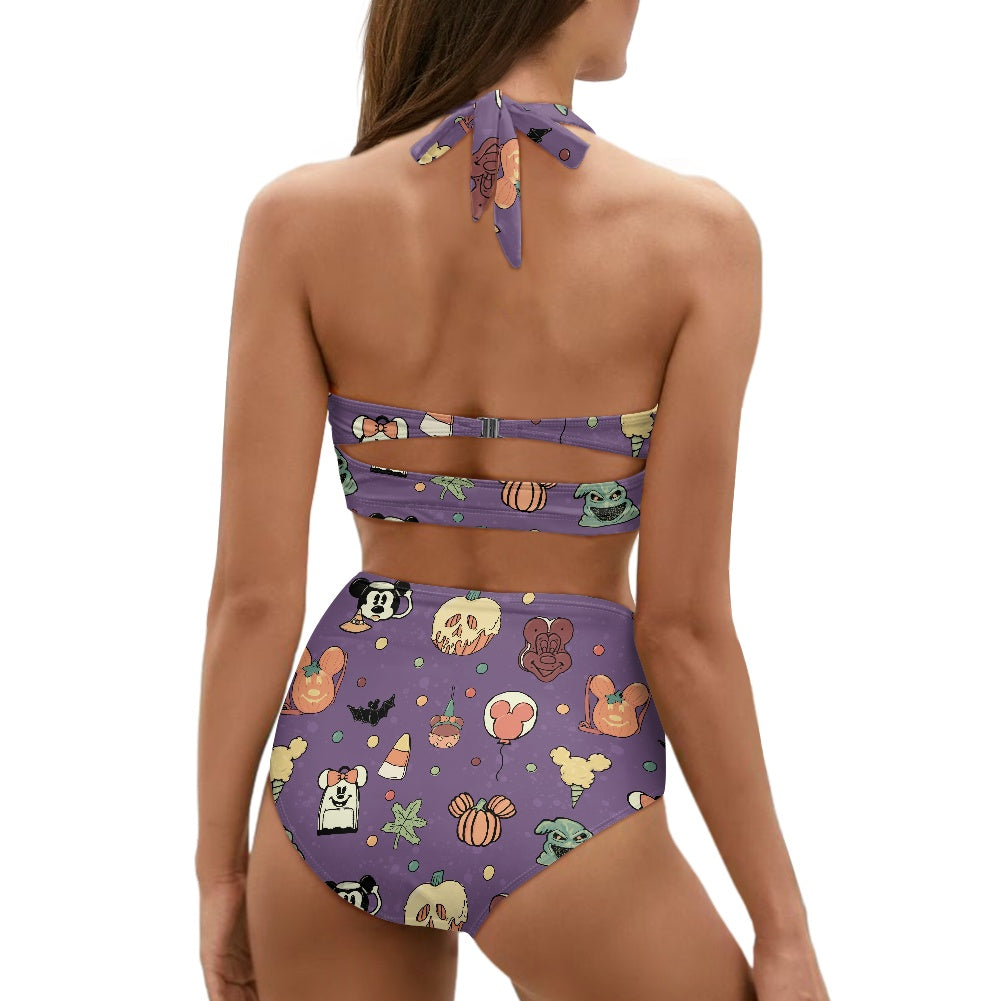 Boho Halloween Purple Two-piece Swimsuit