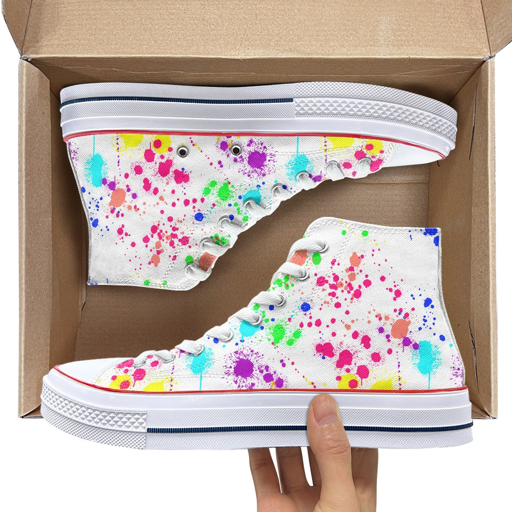 Paint Splatter High Top Canvas Shoes