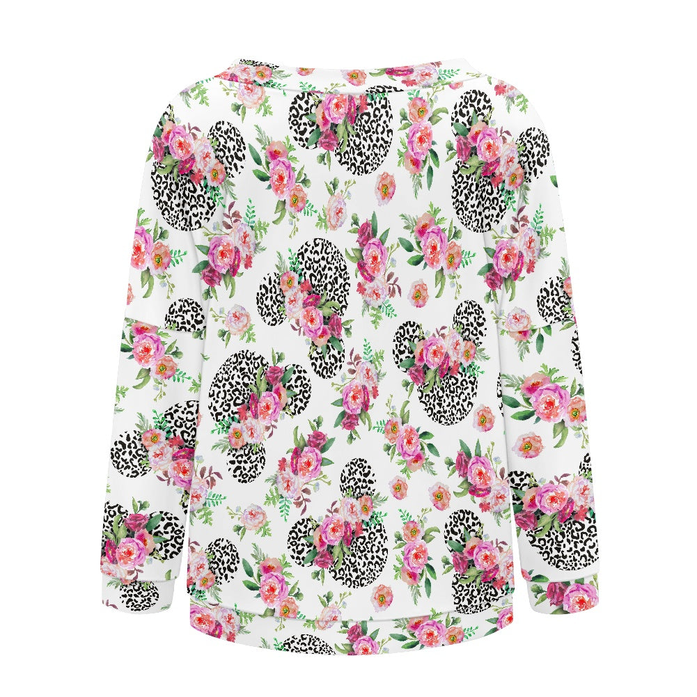 Floral Cheetah White Women's one-shoulder top