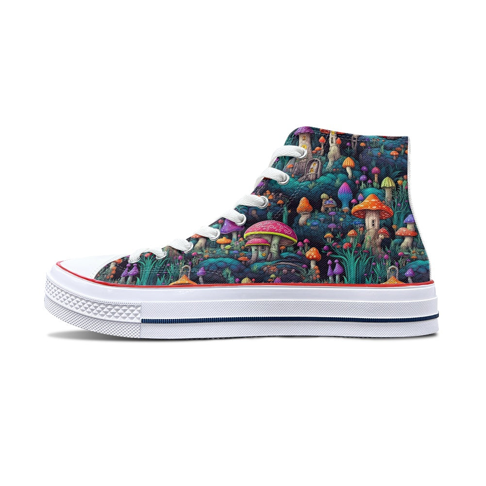 Neon Mushrooms High Top Canvas Shoes