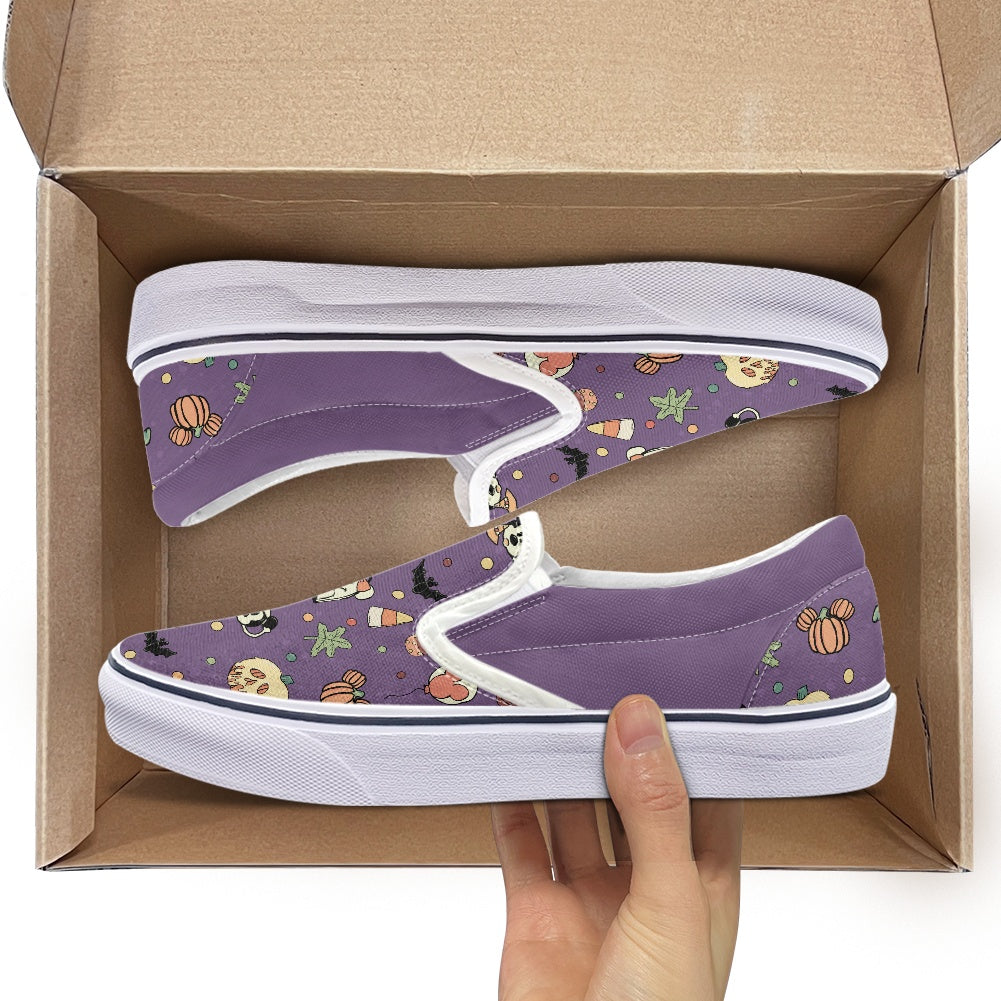 Boho Halloween Purple Pedal canvas shoes for Adult