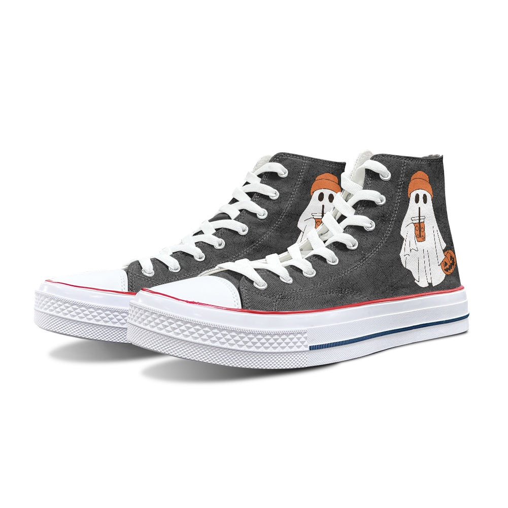 Spooky Coffee High Top Canvas Shoes