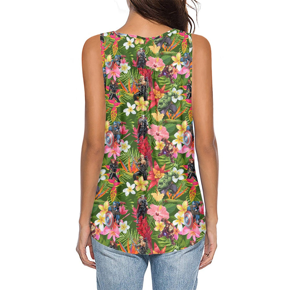 Tropical Heroes Women's Sleeveless V-Neck Top