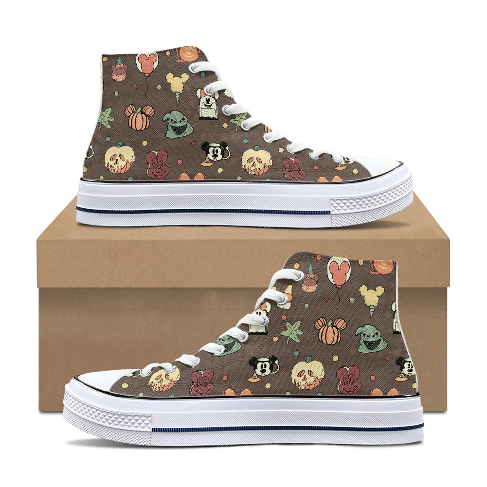 Boho Halloween Brown High Top Canvas Shoes