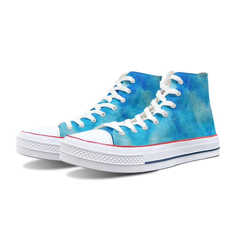 Blue Tie Dye iHigh Top Canvas Shoes