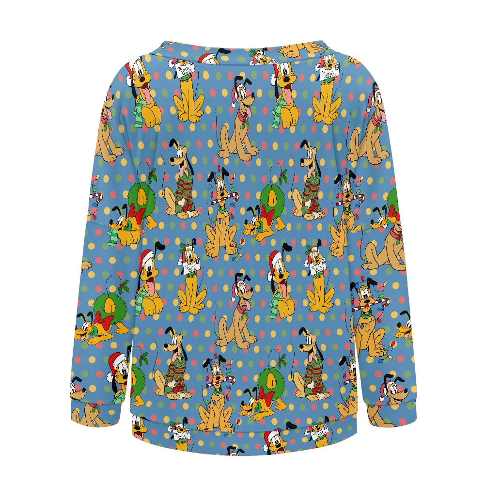 Christmas Pup Women's one-shoulder top