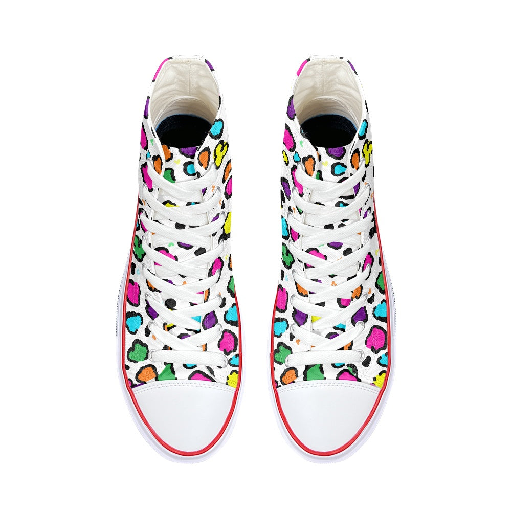 Neon Spots High Top Canvas Shoes