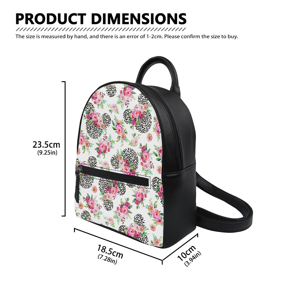 Floral Cheetah White Small Backpack