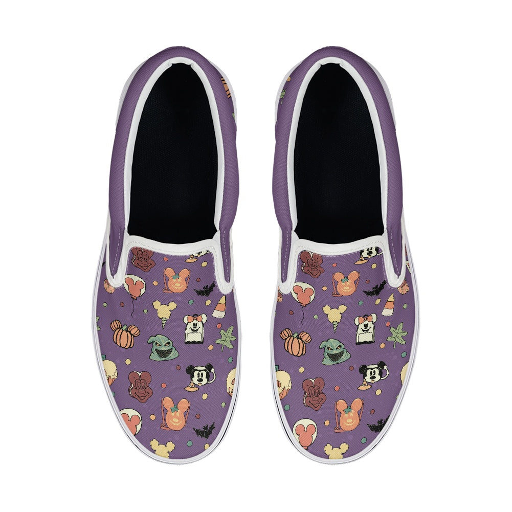 Boho Halloween Purple Pedal canvas shoes for Adult