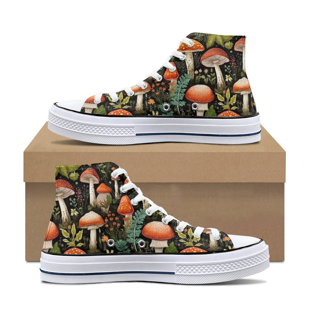 Burnt Orange Mushroom High Top Canvas Shoes