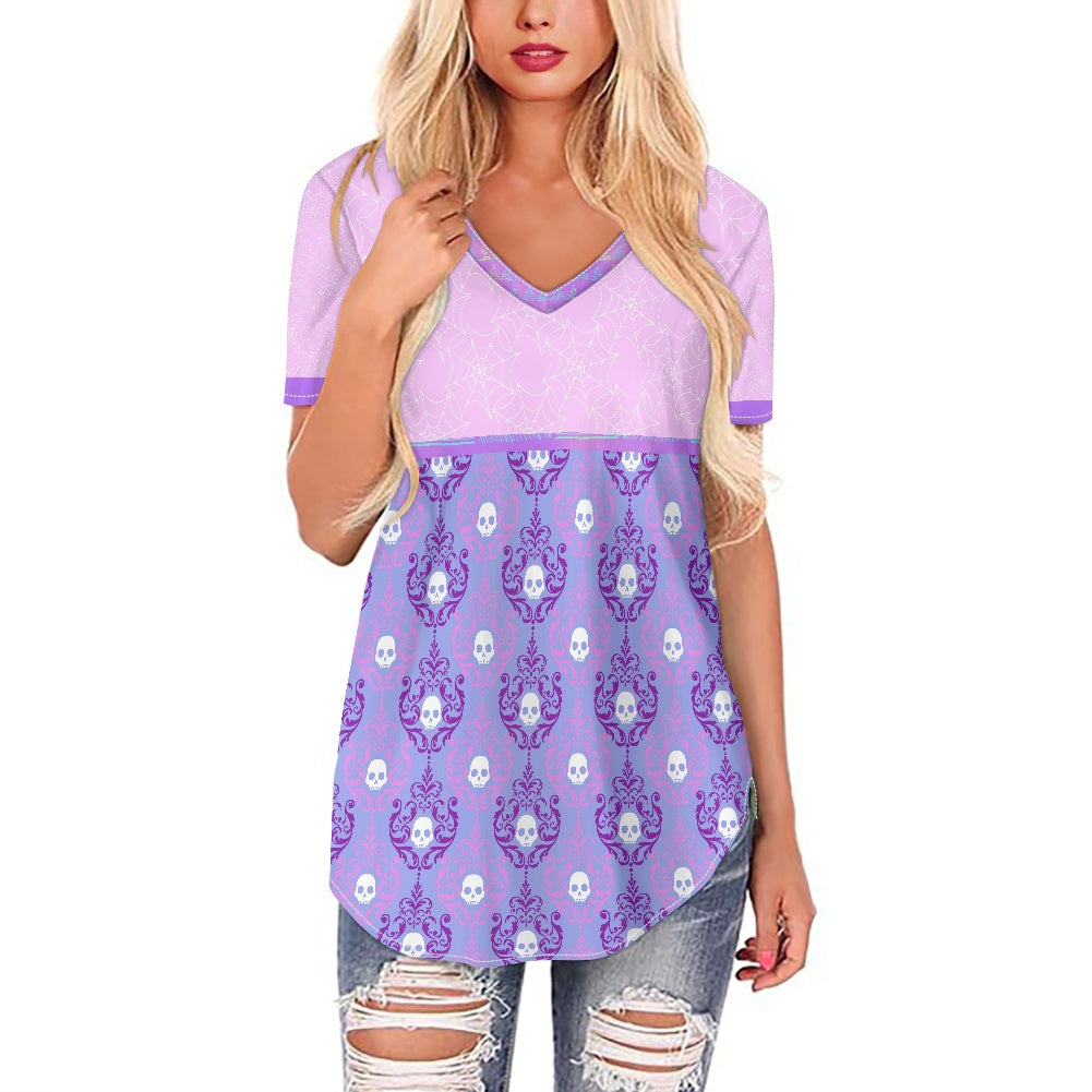 Purple Skull Women's V-neck Top