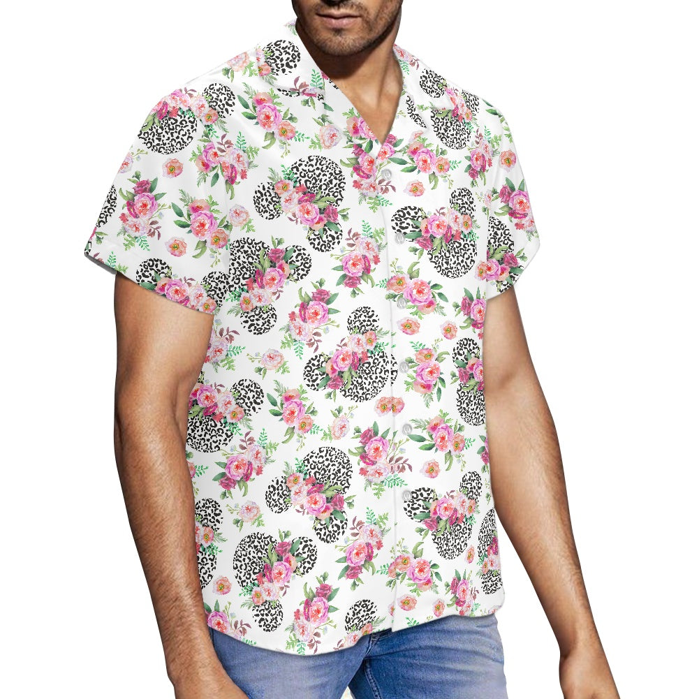 Floral Cheetah White Hawaiian shirt