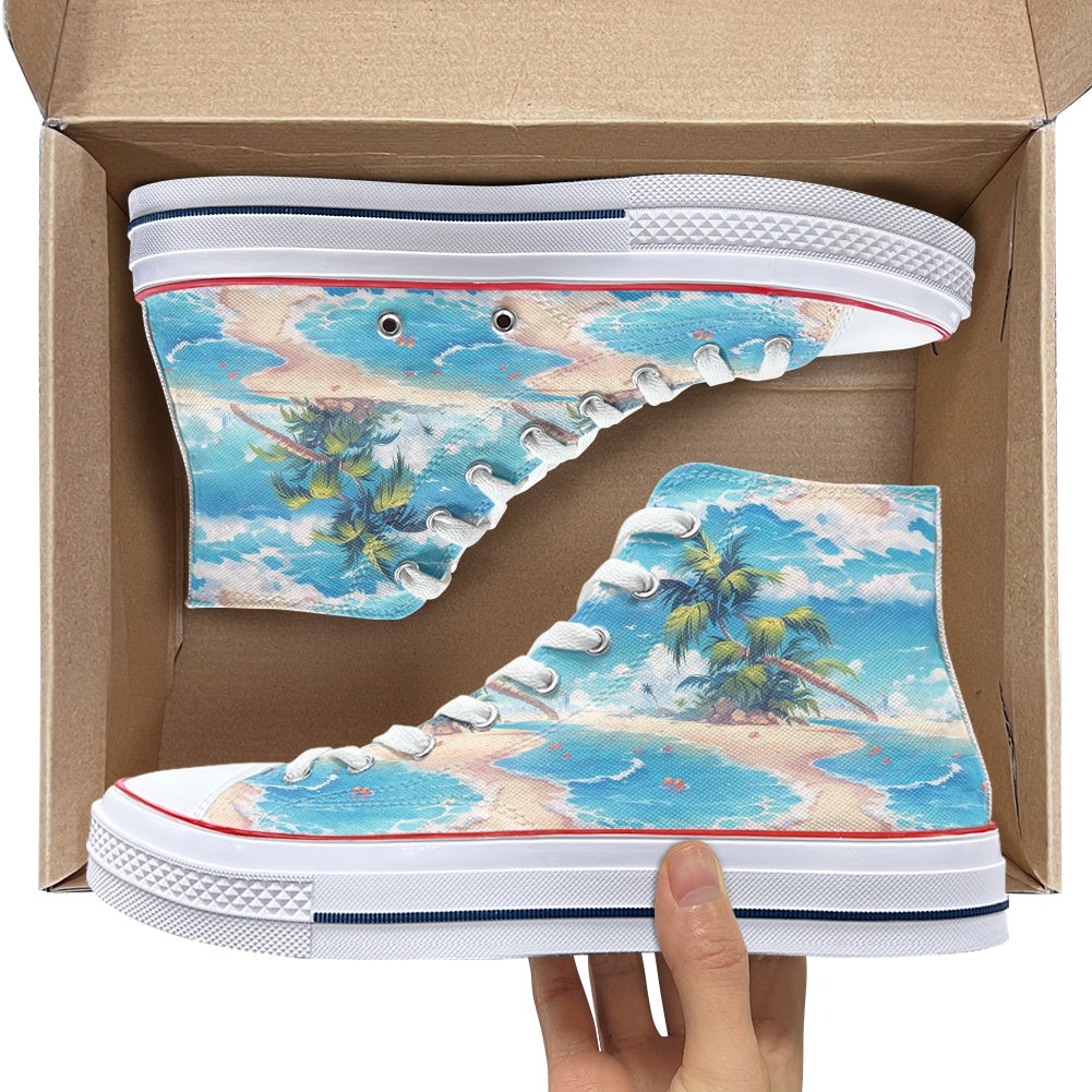 Beach Coast High Top Canvas Shoes