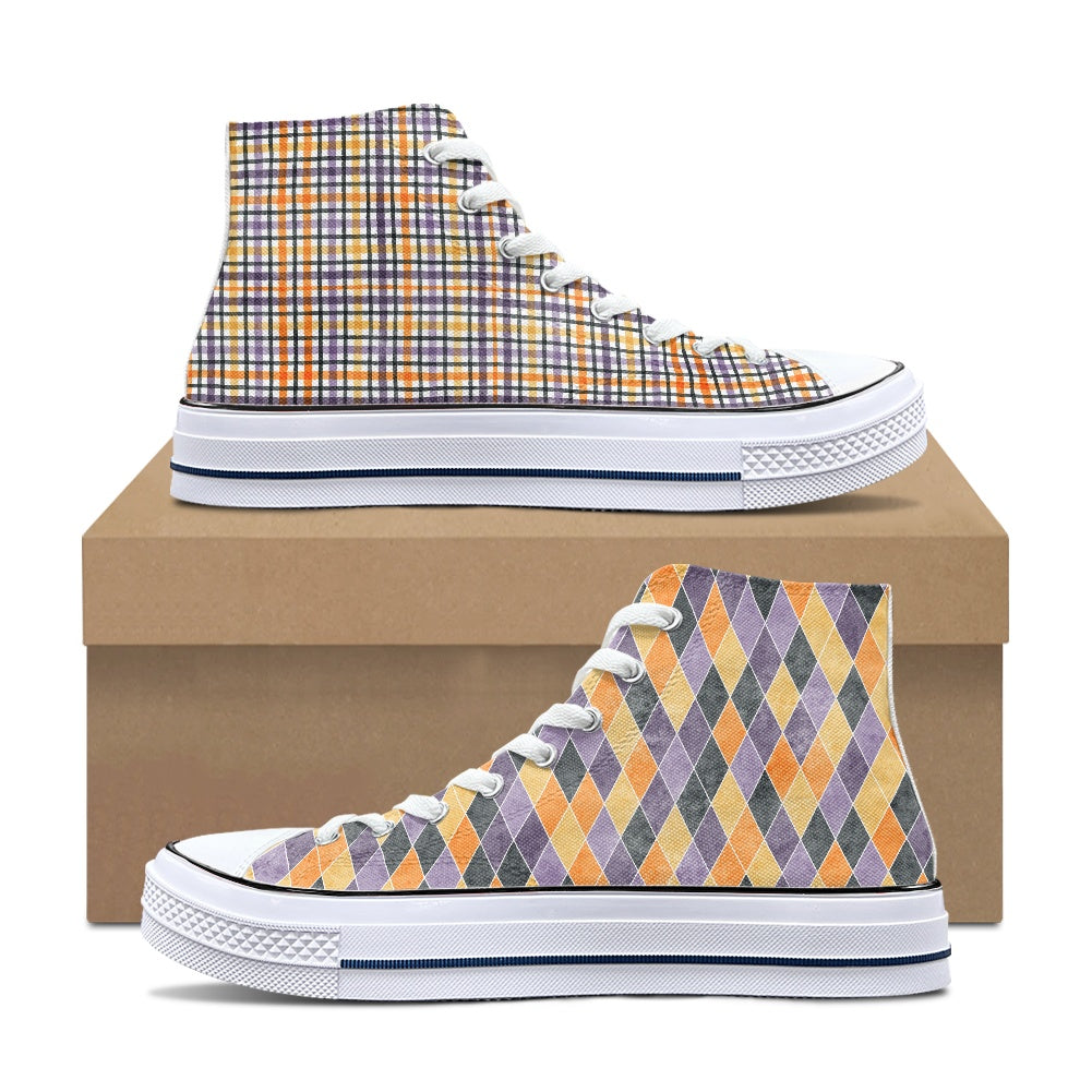 Harlequin Plaid High Top Canvas Shoes