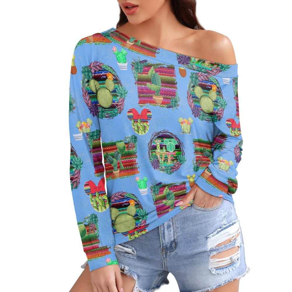 Mouse Cactus Women's one-shoulder top