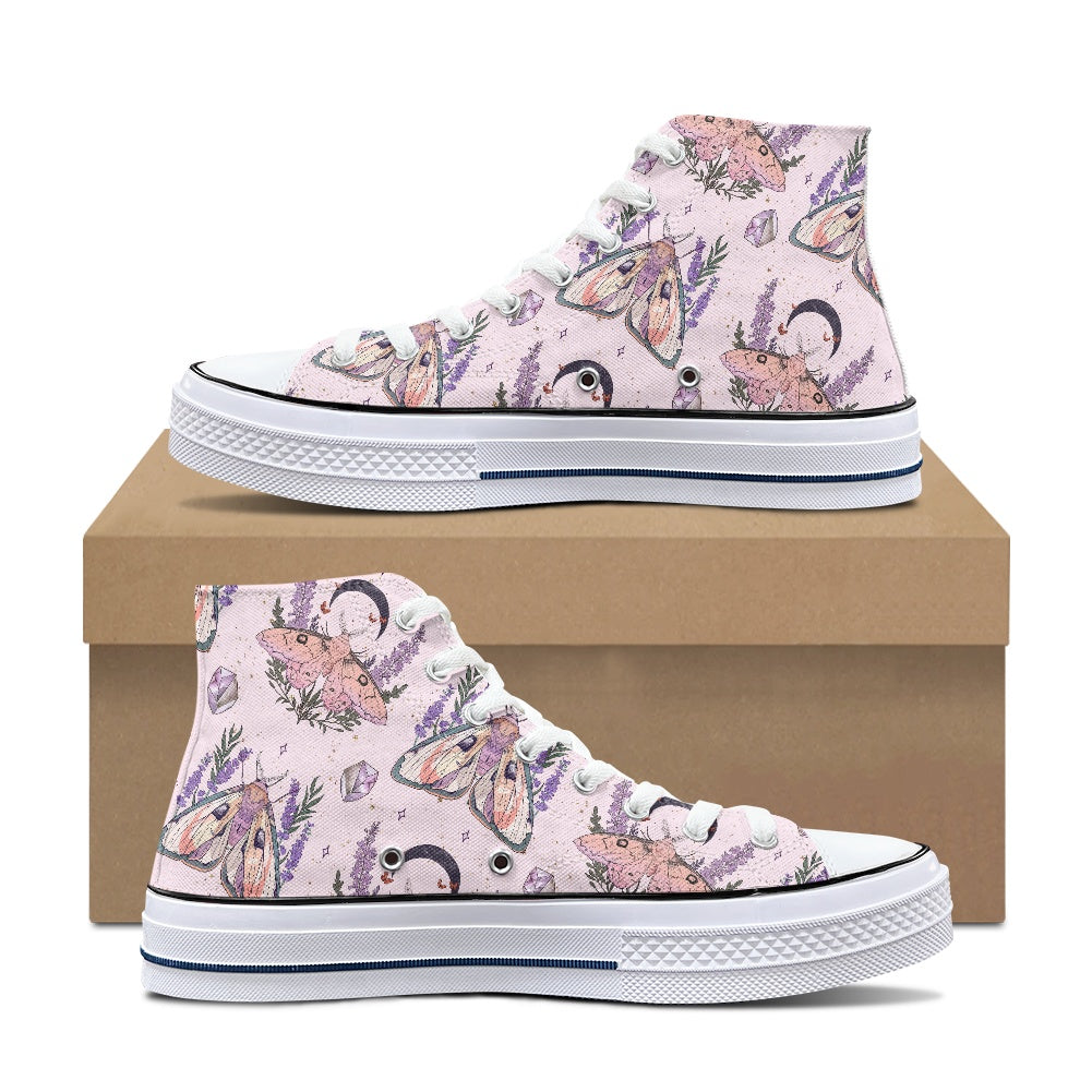 Lunar Moth Pastel High Top Canvas Shoes