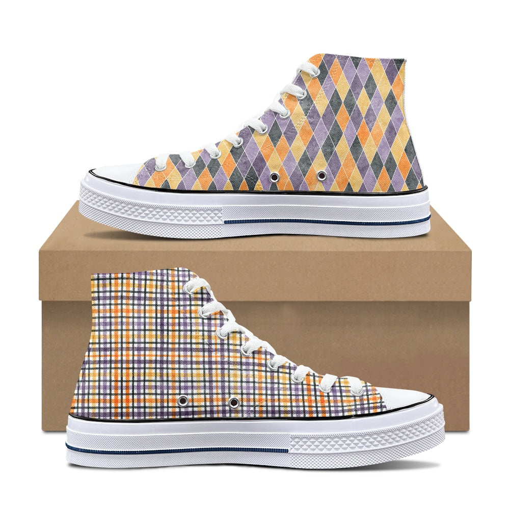 Harlequin Plaid High Top Canvas Shoes