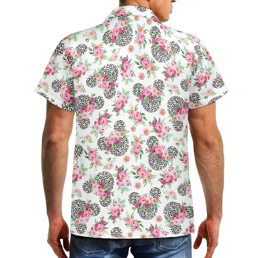 Floral Cheetah White Hawaiian shirt