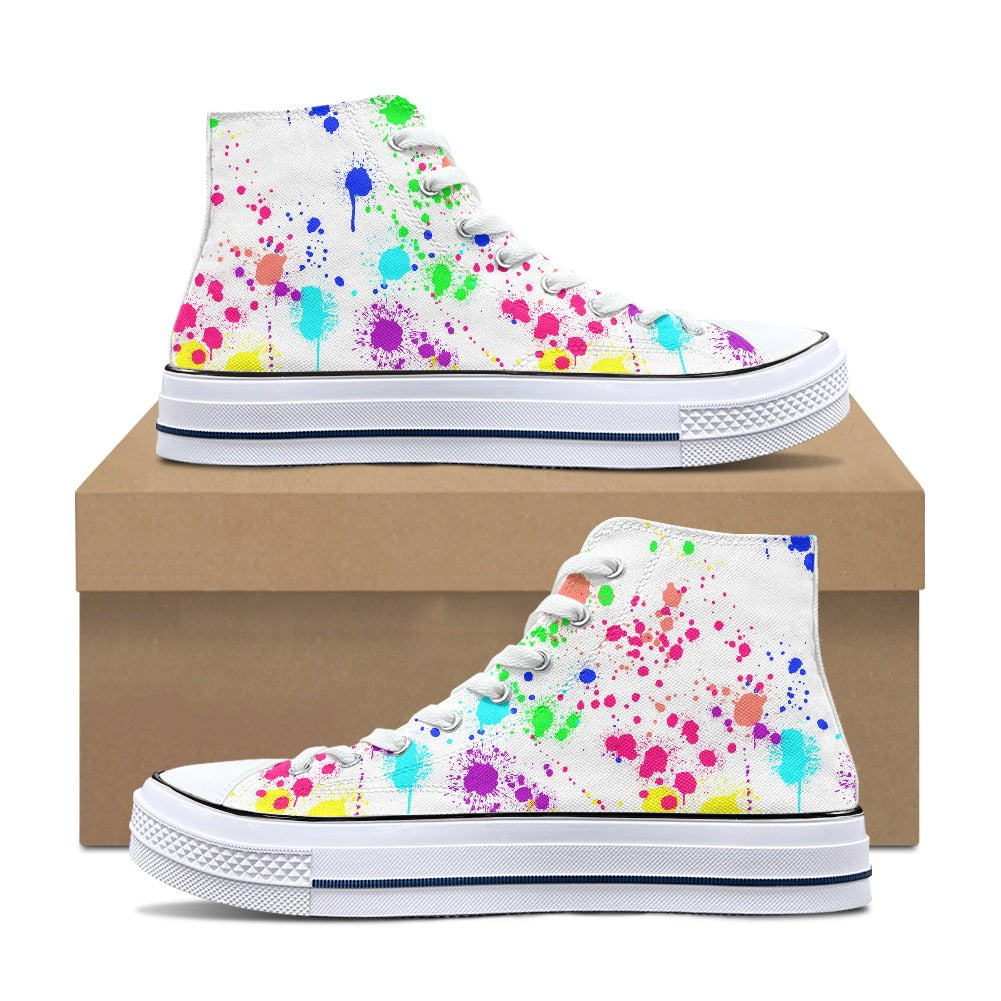 Paint Splatter High Top Canvas Shoes