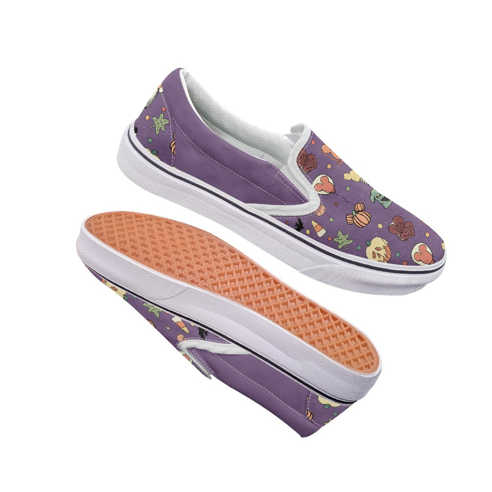 Boho Halloween Purple Pedal canvas shoes for Adult