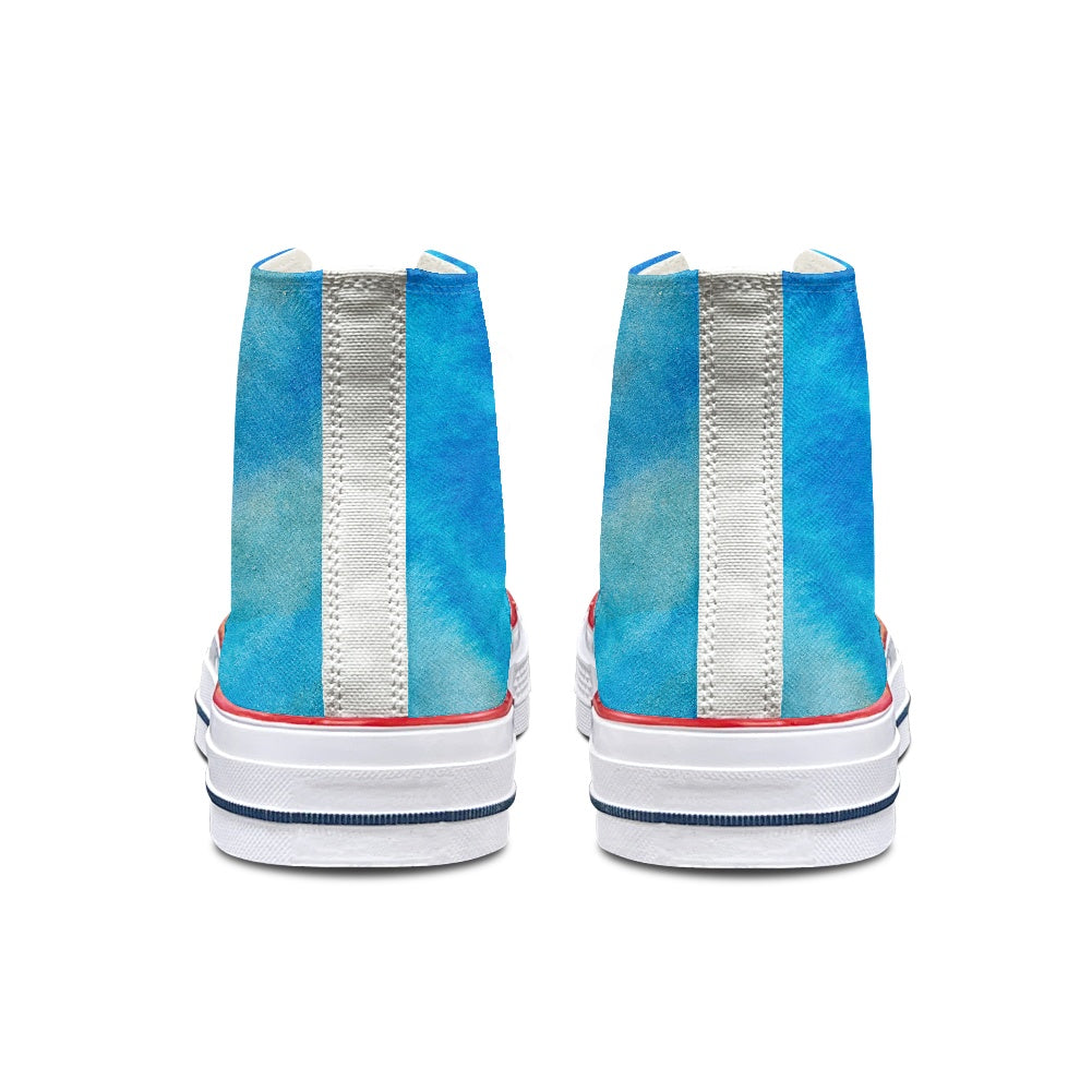 Blue Tie Dye iHigh Top Canvas Shoes