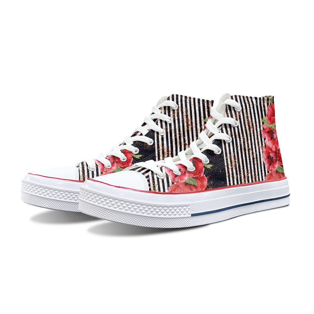 Poppy Stripe High Top Canvas Shoes
