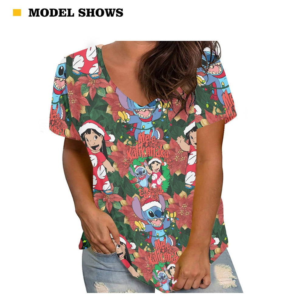 Hawaiian Christmas Women's V-neck Top