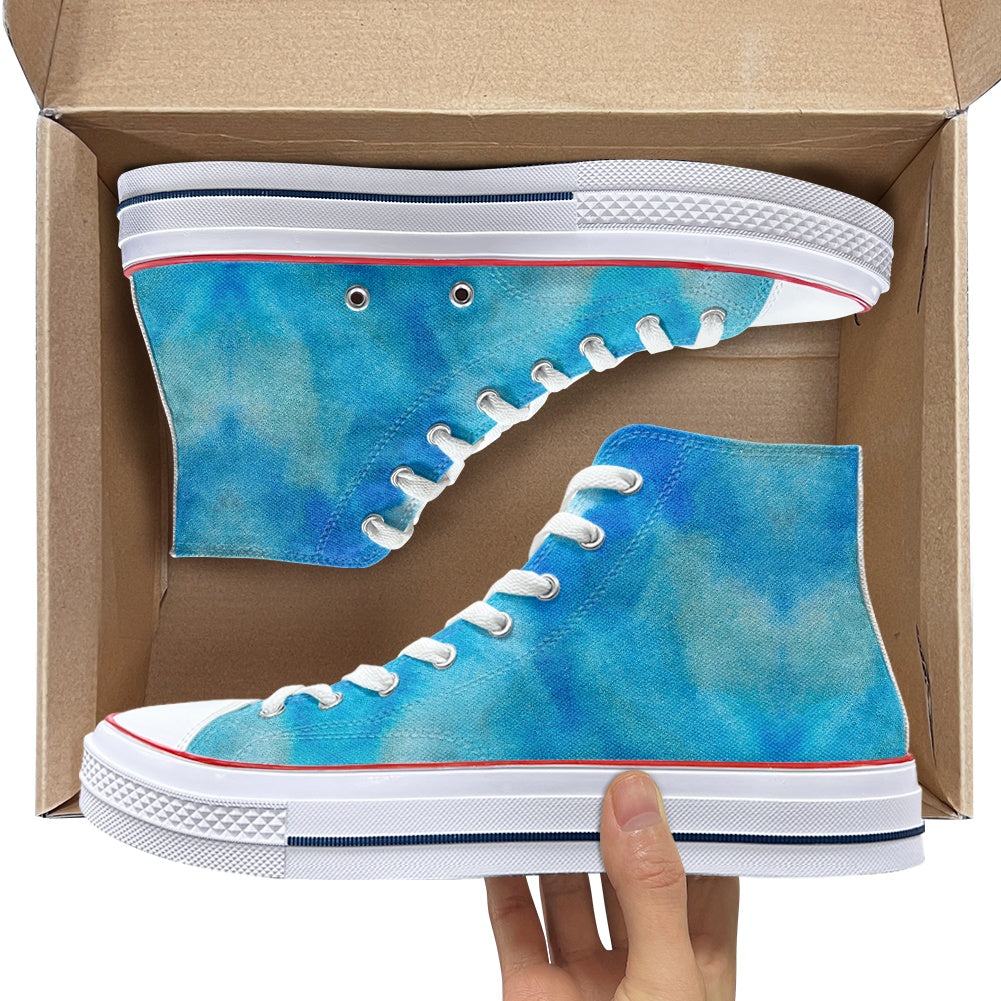 Blue Tie Dye iHigh Top Canvas Shoes