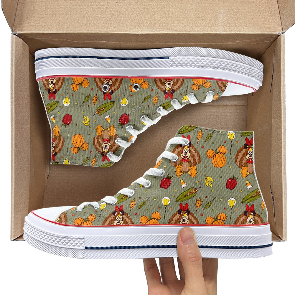 Turkey Mouse High Top Canvas Shoes