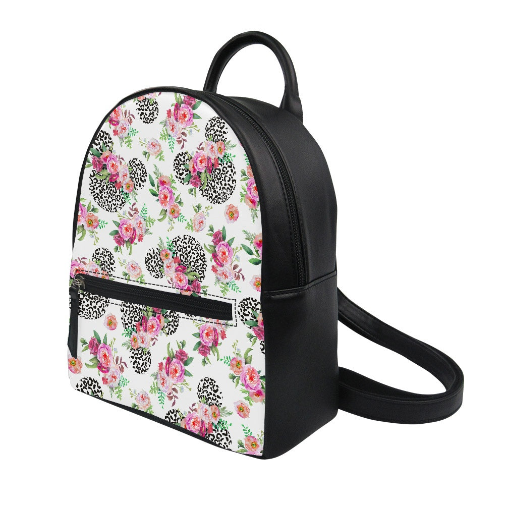 Floral Cheetah White Small Backpack
