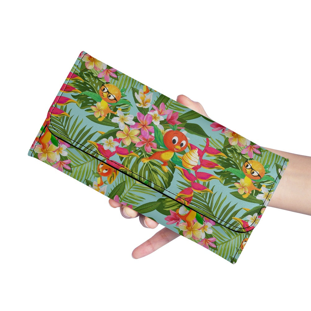 Tropical Orange Bird Long Folding Wallet