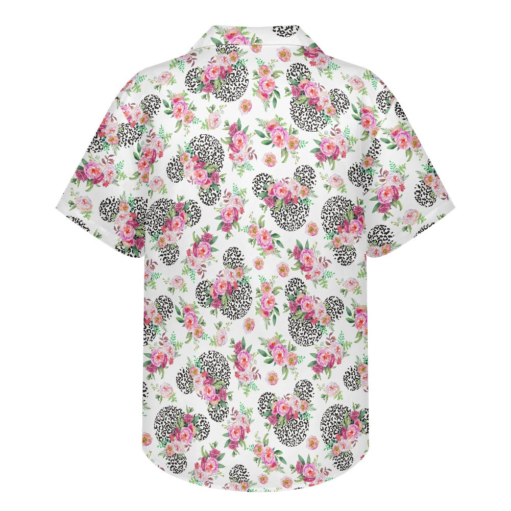 Floral Cheetah White Hawaiian shirt