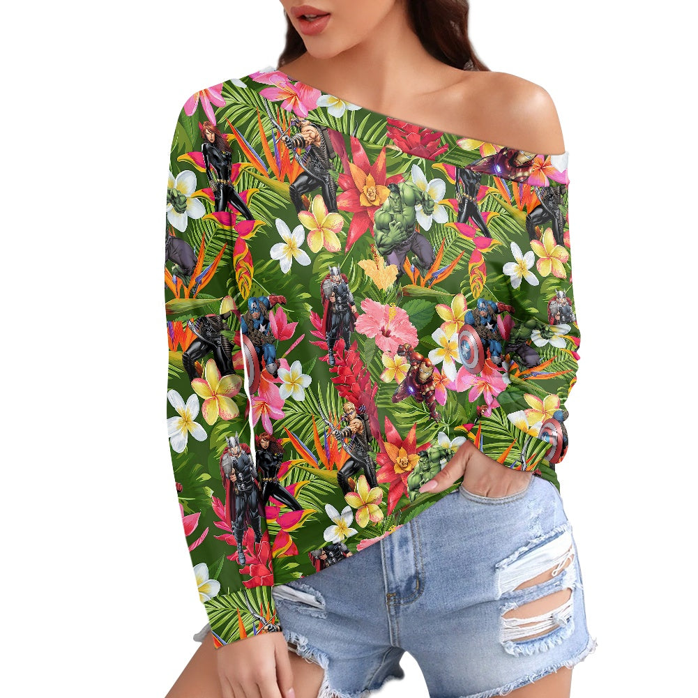 Tropical Heroes Women's one-shoulder top
