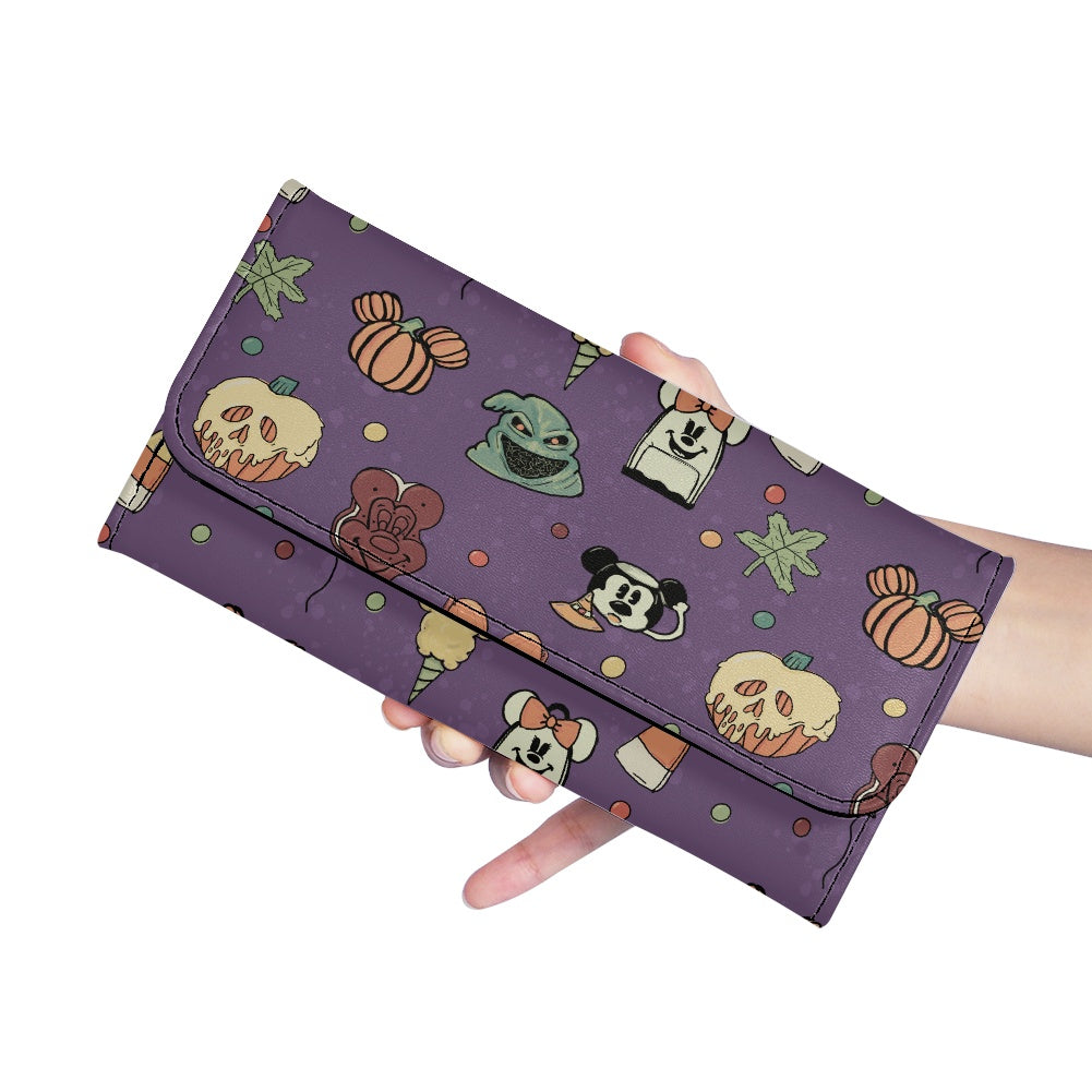 Boho Halloween Purple Long Folding Wallet