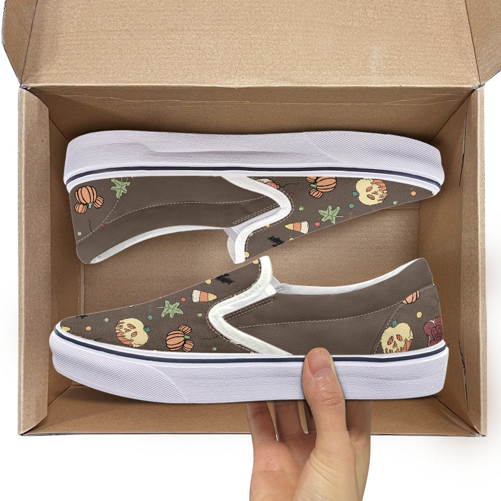 Boho Halloween Brown Pedal canvas shoes for Adult