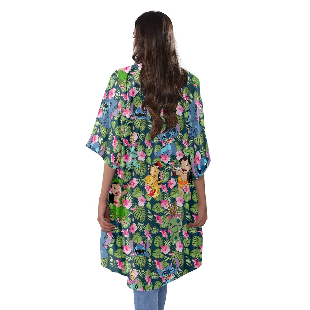 Hawaiian Alien Women's Half Sleeve Kimono Cardigan