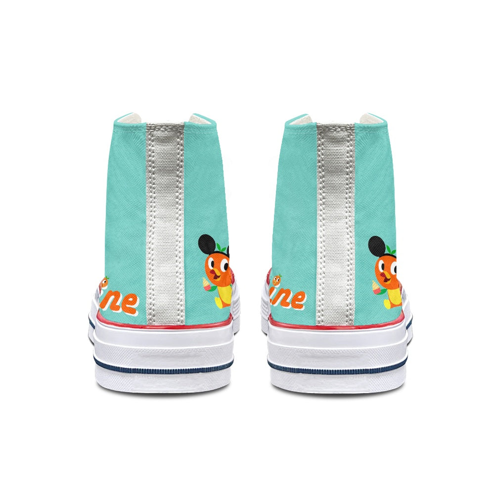 Hello Sunshine Orange Bird High Top Canvas Shoes