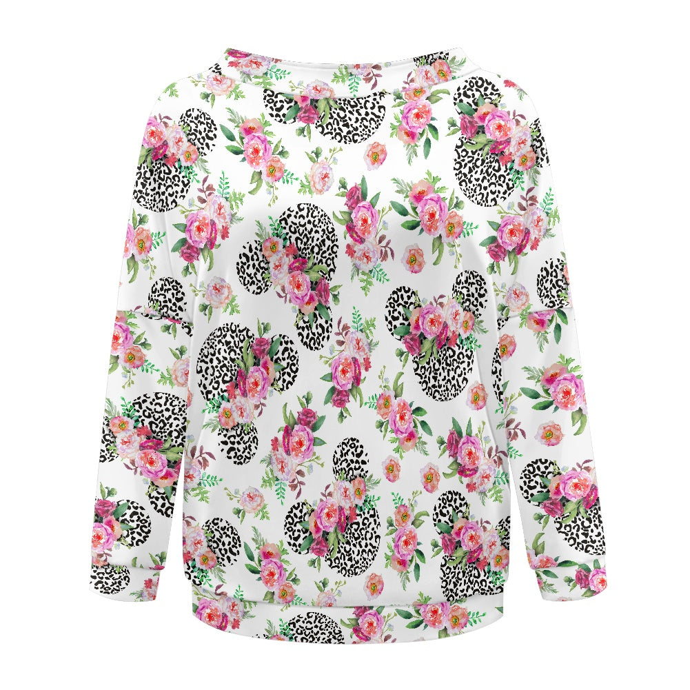Floral Cheetah White Women's one-shoulder top